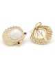 Mabe Pearl Shell Earrings in Gold